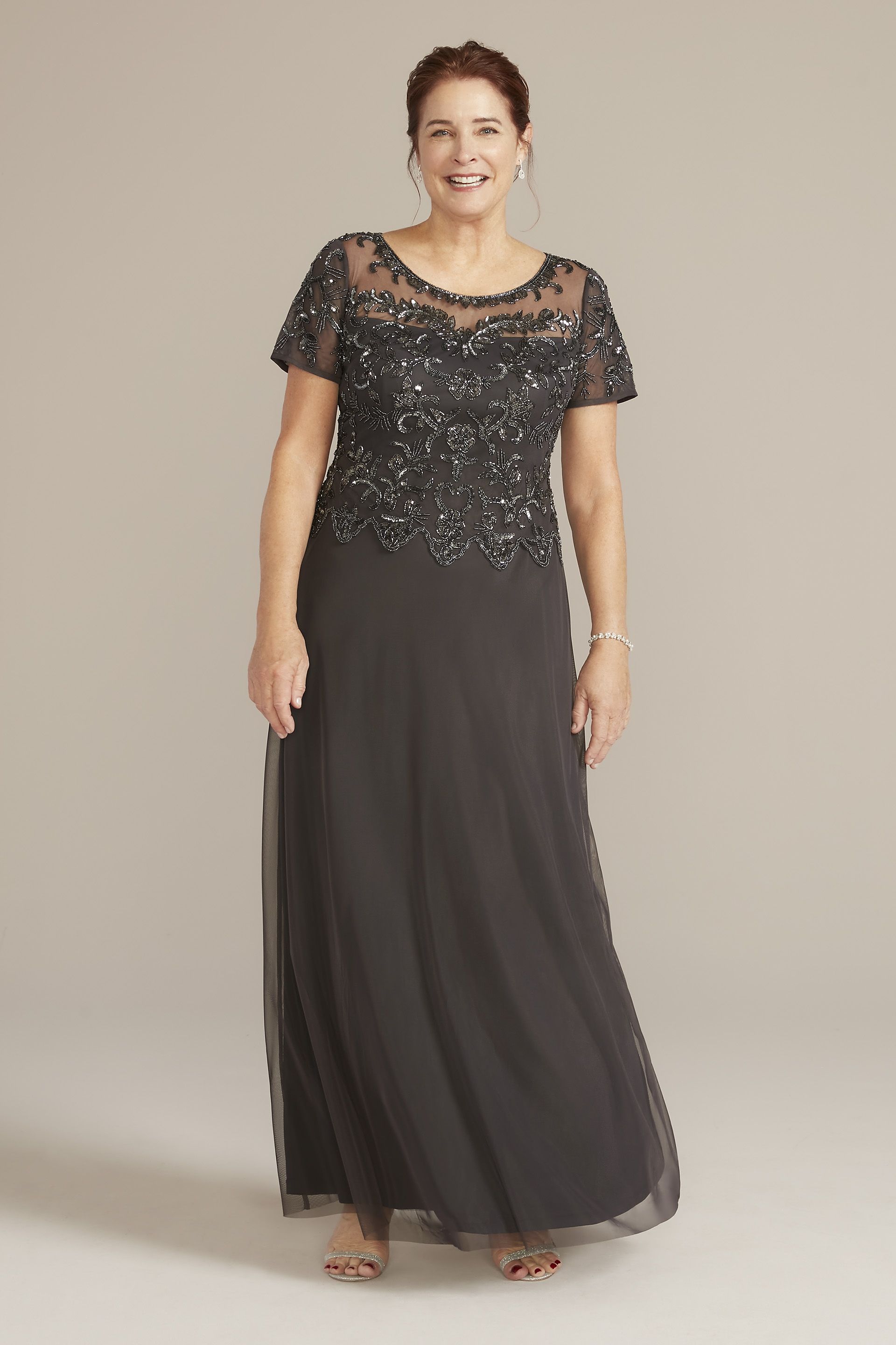Picture of Beaded Chiffon Floor Length Sheath Gown