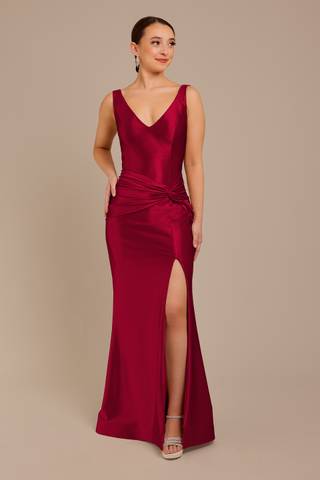champagne red bridesmaid dresses Bill Levkoff Red Bridesmaid Event Dress Style 652 Champagne Bow NWT Size 12