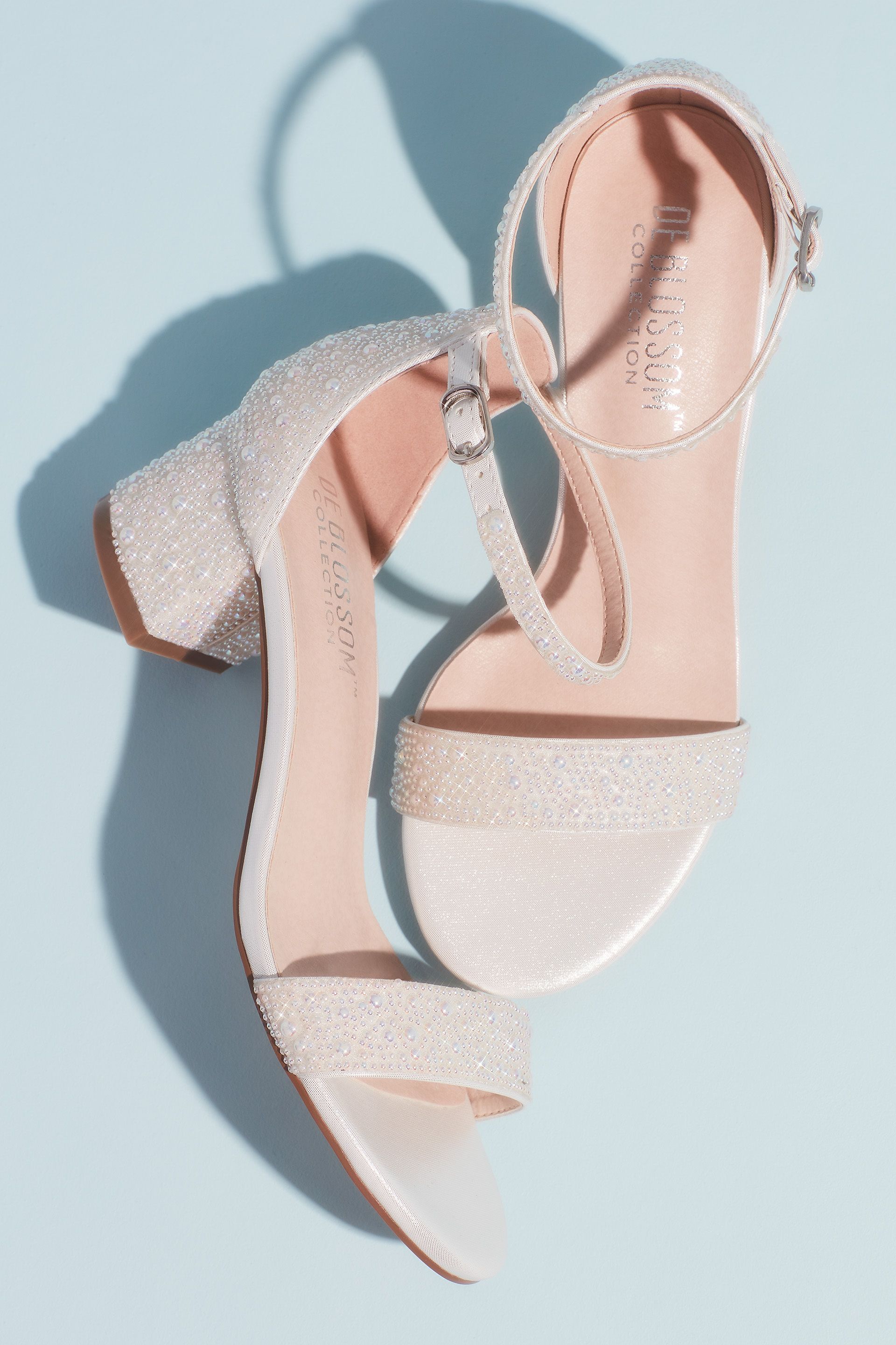 Picture of Allover Iridescent Pearl Low Block Heel Sandals