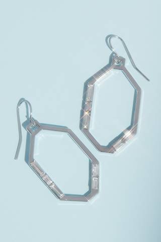 Picture of Gilded Hexagon Earrings with Baguette Crystals