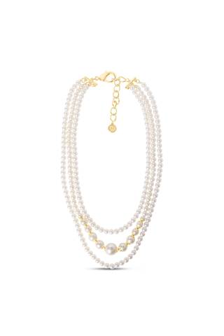 Picture of Martha Stewart Three Strand Pearl Necklace In Gold