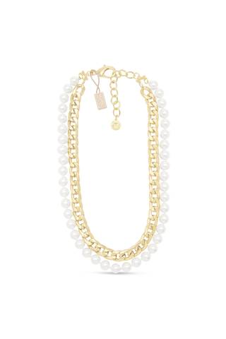 Picture of Martha Stewart Pearl and Curb Gold Chain Necklace