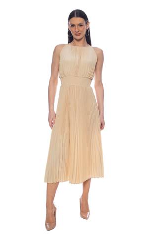 Picture of Smock Waist Pleated Midi Dress
