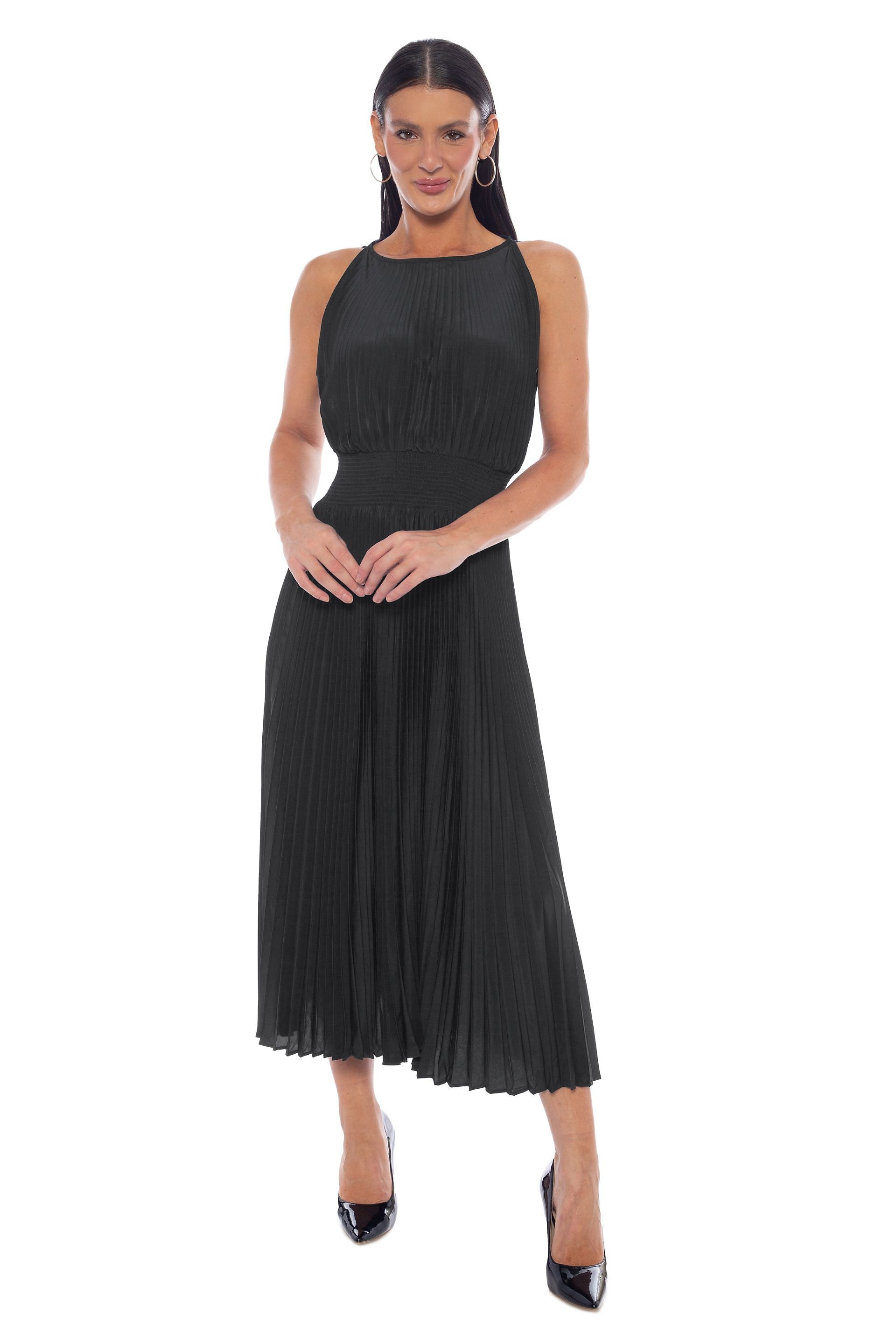 Picture of Smock Waist Pleated Midi Dress