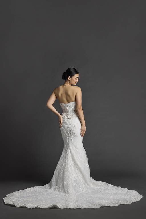 mermaid peplum wedding dress Mermaid Sweetheart Wedding Dress with Pearl Lace Corset & Fishtail Court Train 6