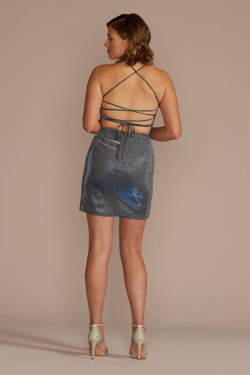 bodycon dress lace up Alara Short Sequin Pattern Party Dress Red / 0