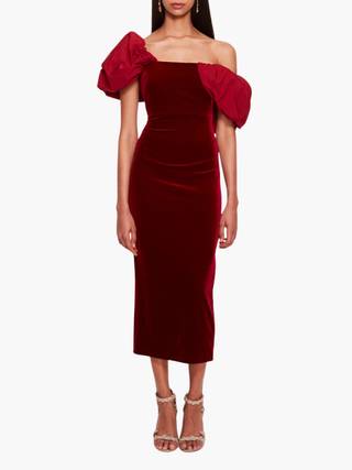 Picture of Velvet Asymmetrical Midi Dress