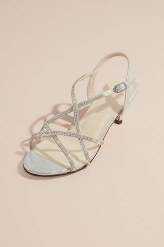 Picture of Sansa Metallic Kitten Heel Sandals with Crystals