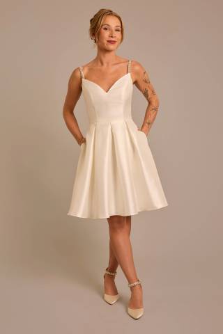 Picture of Mikado Short Dress with Crystal Straps