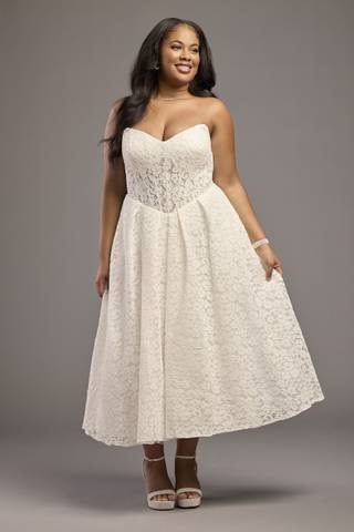 Picture of Lace Sweetheart Tea-Length A-Line Dress