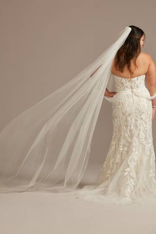 Picture of Gathered Tulle Cathedral Veil with Allover Glitter