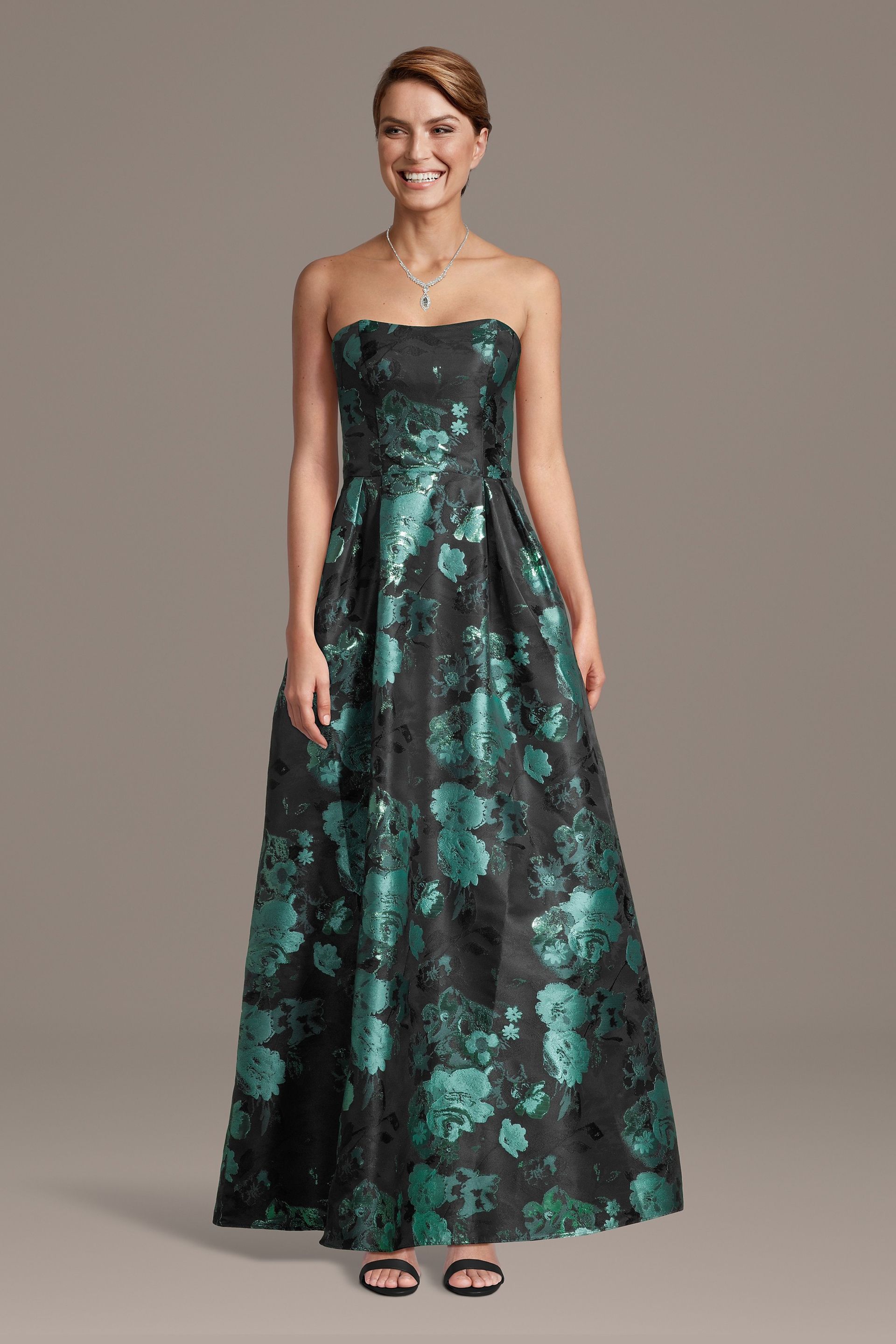 Picture of Strapless Brocade A-Line Dress