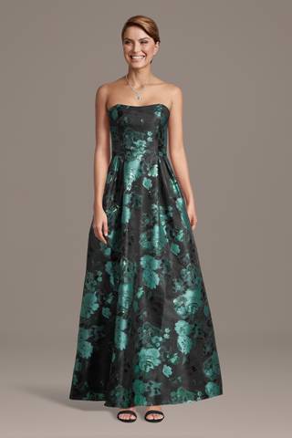 Picture of Strapless Brocade A-Line Dress
