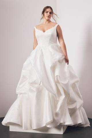 View Vera Wang Bride Satin Tank Ball Gown with Skirt Pickups in all available color and sizes Picture of Satin Tank Ball Gown with Skirt Pickups