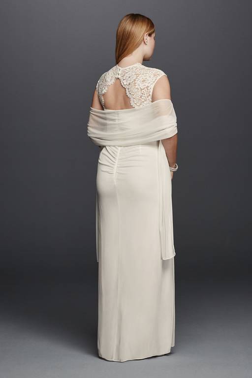 lace cap sleeve long matte mesh dress Lace Cap Sleeve Long Matte Mesh Dress