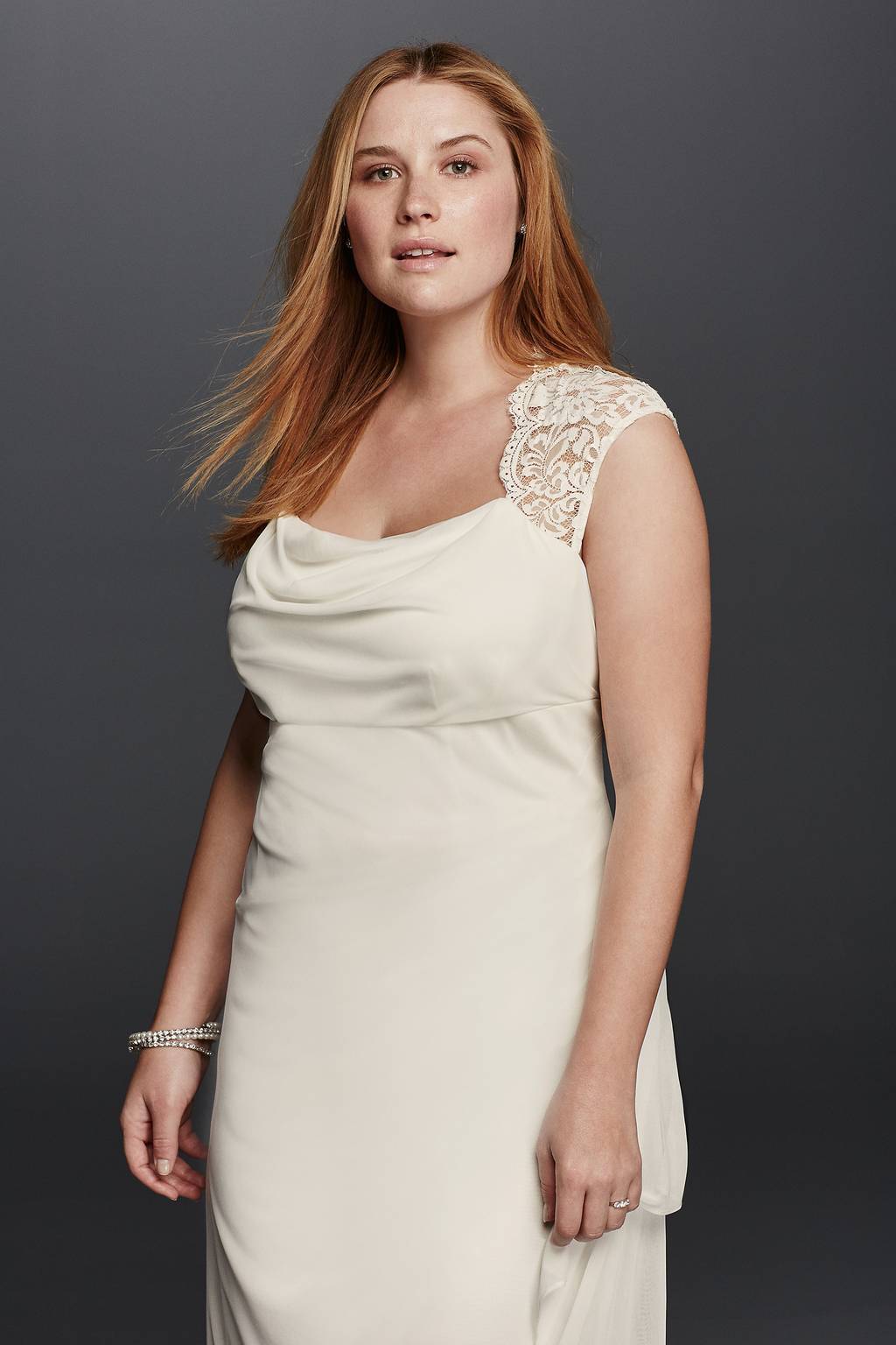 long mesh dress with lace cap sleeves Long Floral Cap Sleeve Glitter Mesh Wedding Gown