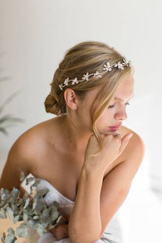 View Brides and Hairpins Zaliki Floral Pearl and Crystal Halo Vine in all available color and sizes Picture of Zaliki Floral Pearl and Crystal Halo Vine