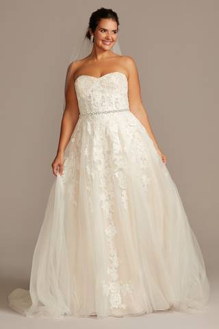 Picture of Sheer Lace and Tulle Ball Gown Wedding Dress