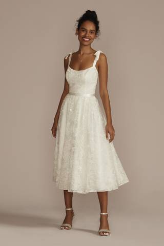 View DB Studio Floral Lace Midi Dress with Silk Tie Straps in all available color and sizes Picture of Floral Lace Midi Dress with Silk Tie Straps