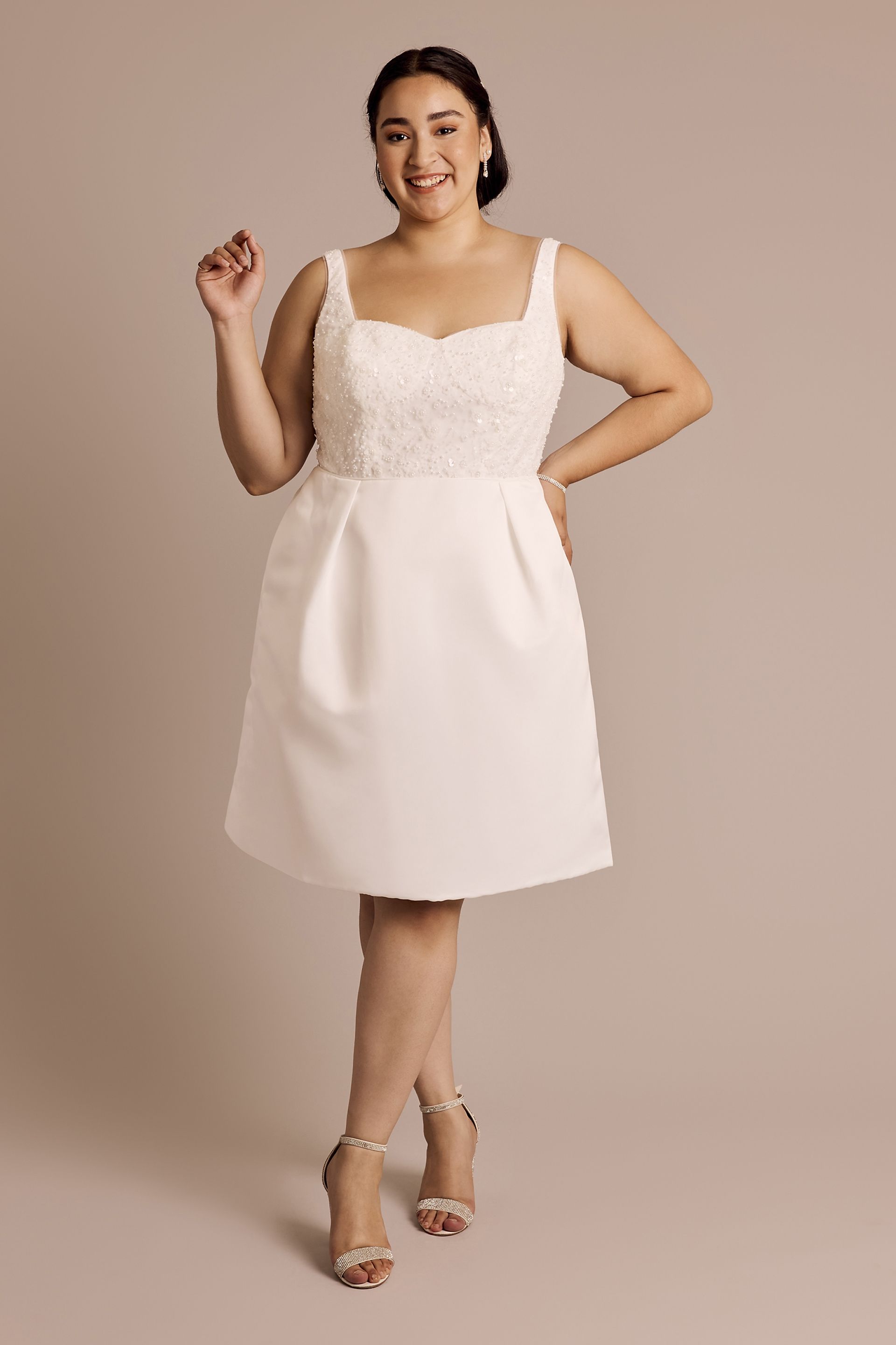 Picture of Satin Tank Mini Dress with 3D Beaded Flowers