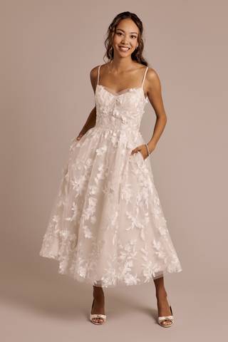 Picture of Floral Applique Tea-Length Dress