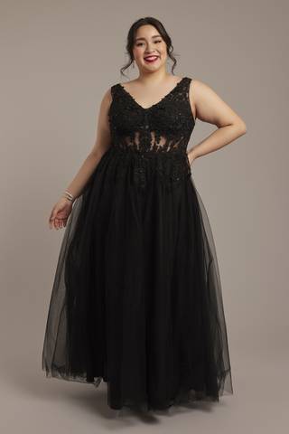 Picture of Appliqued Tulle A-Line Tank Dress