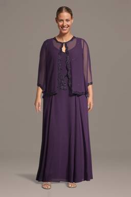 lace dress with chiffon coat Stacees Knee-Length Mother of the Bride or Groom Dress with Lace 3/4 Sleeves Jacket