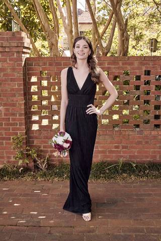 Picture of Metallic V-Neck Pleated A-Line Dress