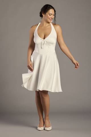 Picture of Matte Satin Halter Mini Dress with Basque Waist