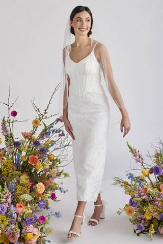 View DB Studio Basque Waist Lace Faux Set with Corset Bodice in all available color and sizes Picture of Basque Waist Lace Faux Set with Corset Bodice