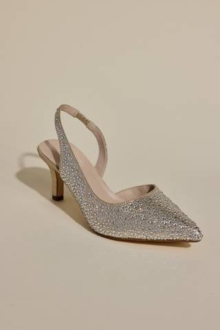 Picture of Rhinestone Embellished Pointed Toe Slingback Heels