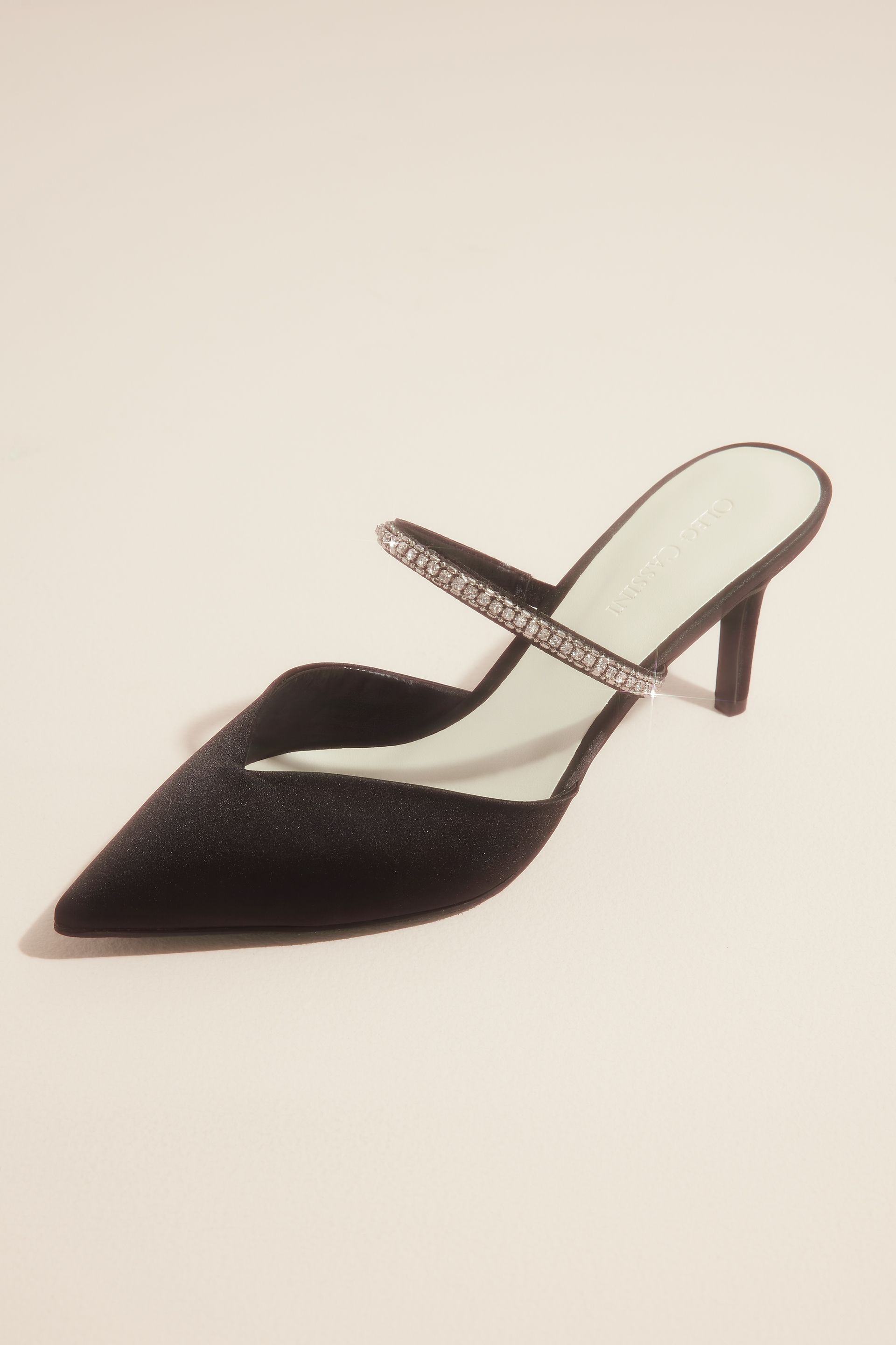Picture of Crystal Strap Pointed Toe Satin Mules