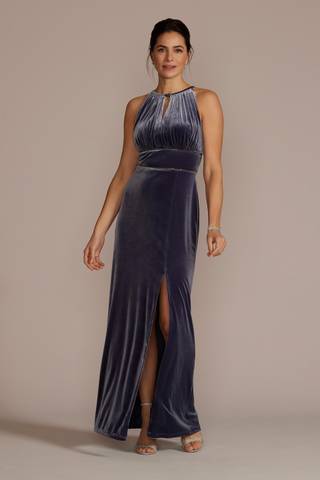 Picture of Embellished Velvet Sheath Dress with Keyholes