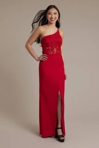 View Galina Signature One-Shoulder Sheath Dress with Beaded Appliques in all available color and sizes Picture of One-Shoulder Sheath Dress with Beaded Appliques
