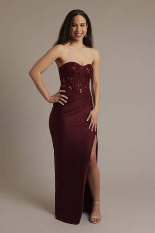 View Galina Signature Embellished Power Stretch Strapless Sheath in all available color and sizes Picture of Embellished Power Stretch Strapless Sheath