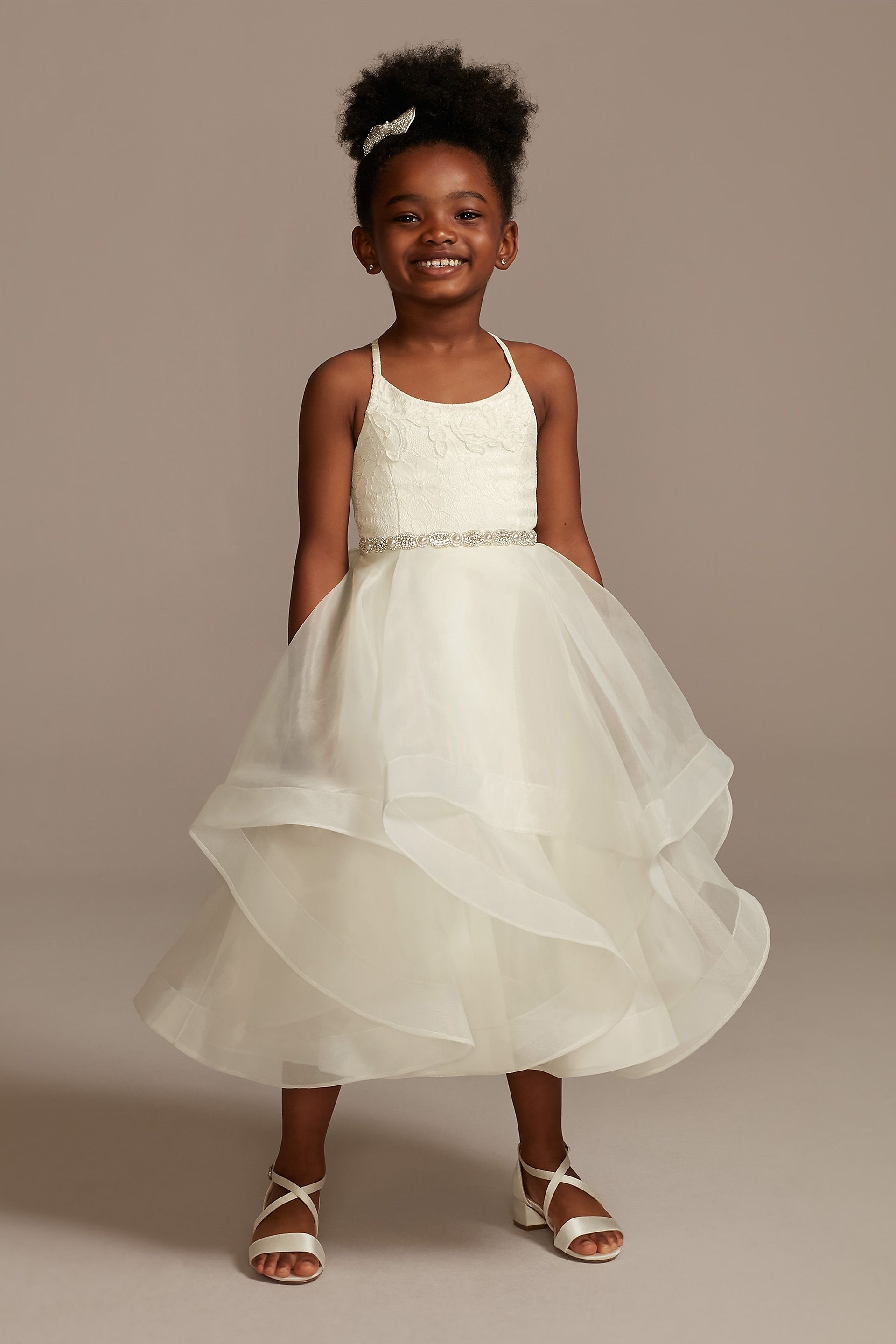 Picture of Lace and Tulle Flower Girl Dress with Full Skirt