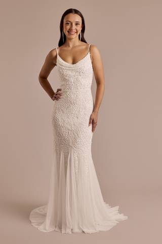 Picture of Beaded Mermaid Wedding Dress with Cowl Neckline