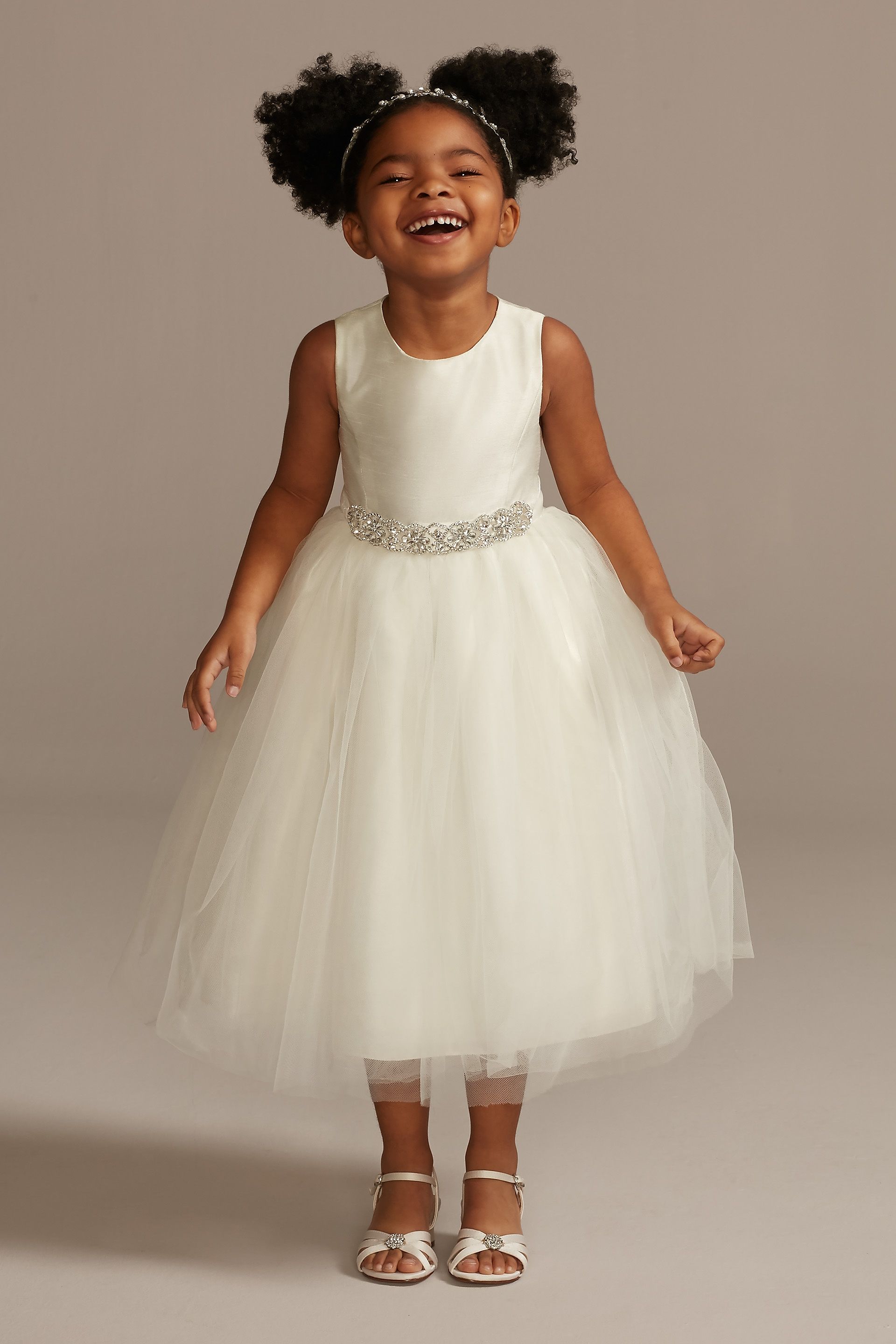 Picture of Flower Girl Dress with Tulle and Ribbon Waist