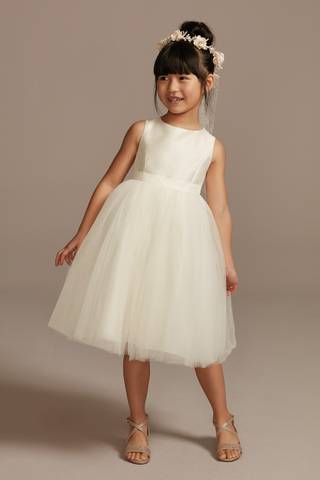 Picture of Flower Girl Dress with Tulle and Ribbon Waist