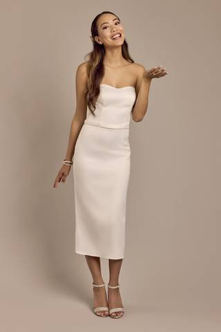 Picture of Strapless Sweetheart Sheath Midi Dress with Bow
