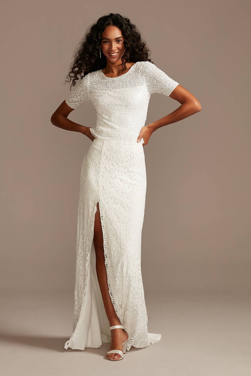 wedding dress sequin top Sparkly Wedding Dress Guide