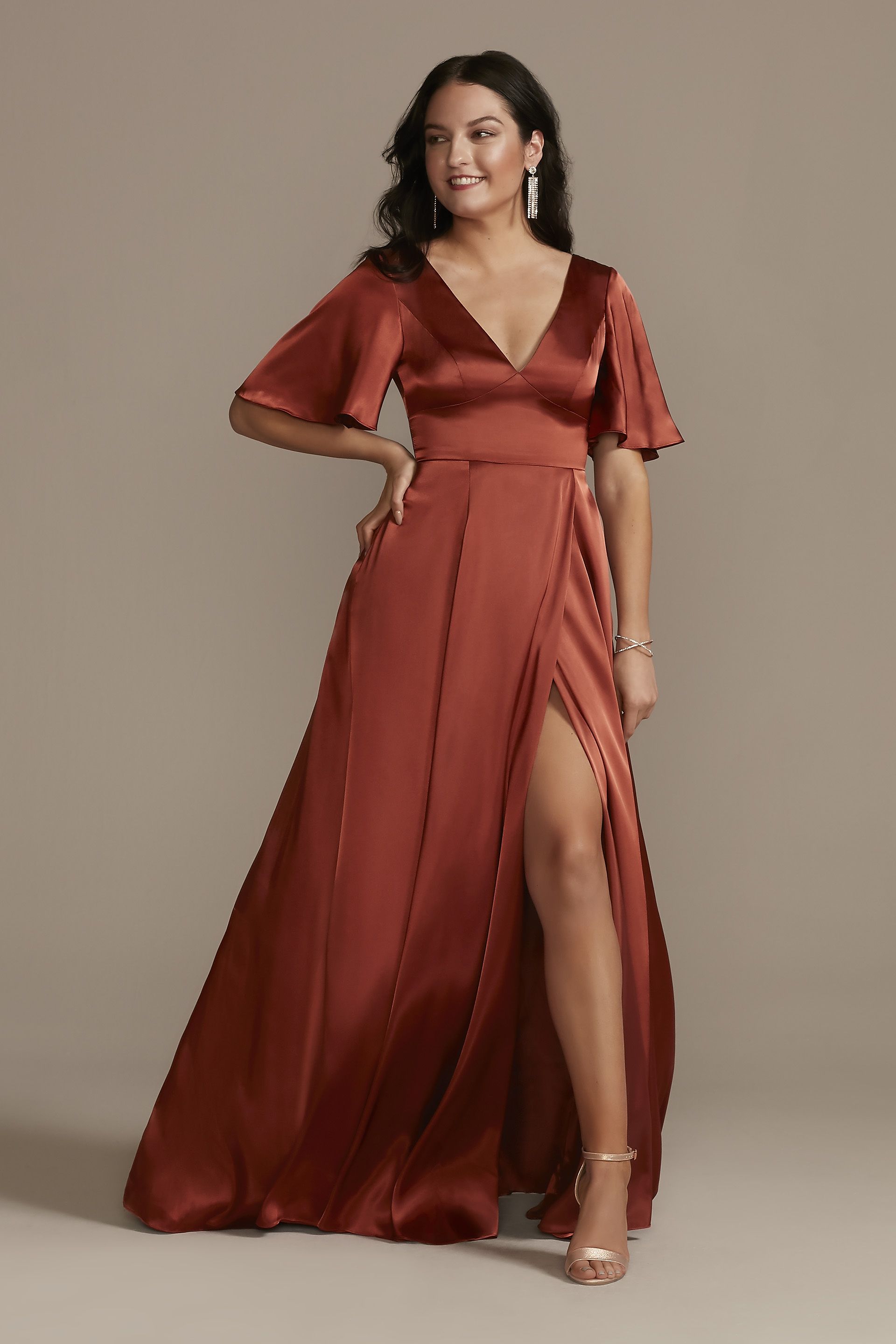 charmeuse flutter-sleeve a-line dress Galina Signature charmeuse flutter-sleeve a-line bridesmaid dress - Dresses - Seattle, Washington | Facebook Marketplace