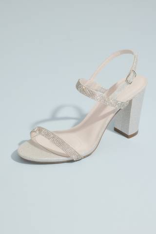 Picture of Block Heel Two-Tone Glitter Sandals