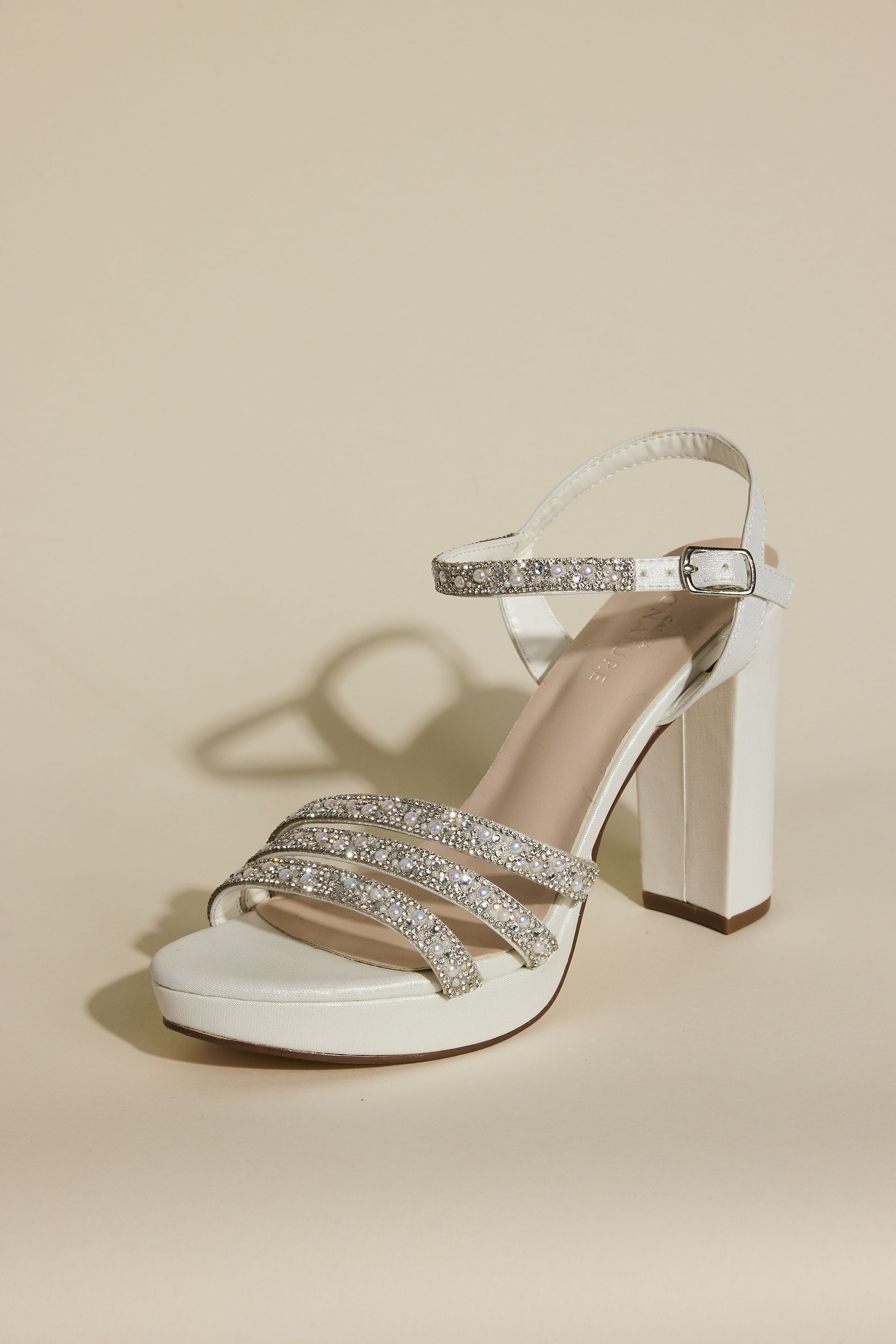 Picture of Satin and Crystal Platform Block Heels