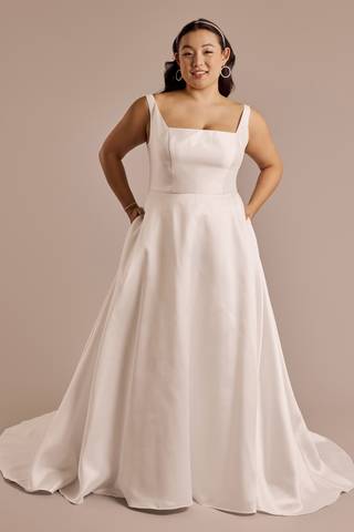View DB Studio Square Neck Tank Mikado Ball Gown Wedding Dress in all available color and sizes Picture of Square Neck Tank Mikado Ball Gown Wedding Dress