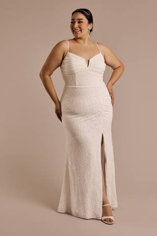 Picture of V-Notch Glitter Lace Sheath Wedding Dress
