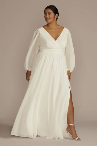 Picture of Long Billow Sleeve Chiffon A-Line Wedding Dress