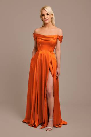 Picture of Charmeuse Cowl Off-the-Shoulder Dress