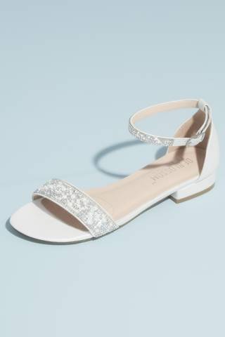 Picture of Crystal Embellished Straps Flat Satin Sandals