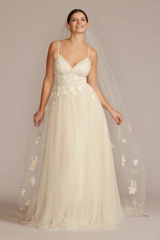 Picture of Beaded Lace Applique Tulle A-Line Wedding Gown